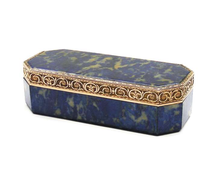 Antique Austrian gold-mounted lapis lazuli snuff box by Josef Wolfgang Schmidt, Vienna, 1803